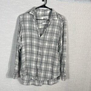 Grayson by Frank & Eileen Women's The Hero Button Down Shirt Grey White Medium